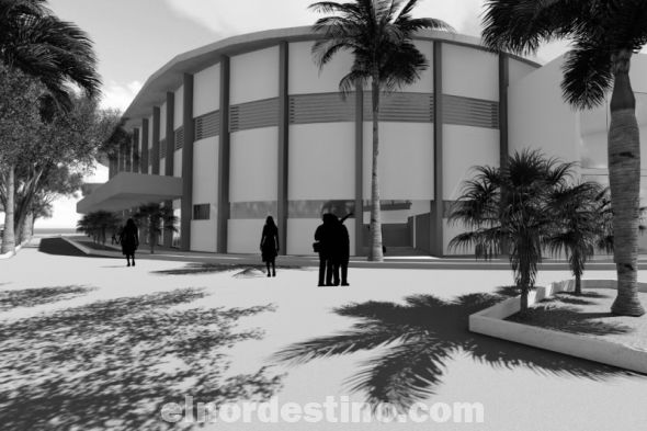 Foto: Aspecto de lo que será el nuevo estadio municipal de Pedro Juan Caballero, ubicado en el mismo local que el actual, enfrente de la histórica y emblemática laguna Punta Porã. (Ilustración: Miguel Andrés Rojas León).