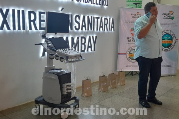 El gobernador de Amambay Juancho Acosta participó de la entrega de un equipo de Ecografía Modular al Hospital Regional de Pedro Juan Caballero. El instrumental médico potencia la calidad y los servicios para los pobladores de la región de Amambay y zonas aledañas. (Foto: Gentileza).