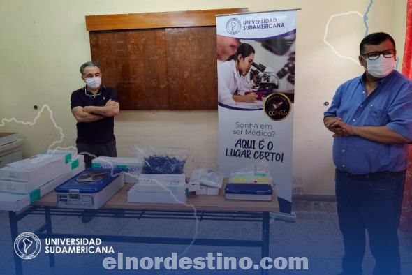 Se realizó la entrega del aporte de contrapartida en el marco del Convenio de Cooperación  Interinstitucional consistió en instrumentales neuroquirúrgicos para la realización de craneotomía, trepanación, coagulación y tunelización al Hospital Regional de Pedro Juan Caballero. (Foto: Facebook de Universidad Sudamericana).