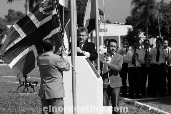 El acto oficial por el 114 aniversario de Pedro Juan Caballero se realizó en la mañana del Domingo, con la presencia de autoridades municipales, departamentales y representantes de la comunidad. (Foto: Diego Lozano).