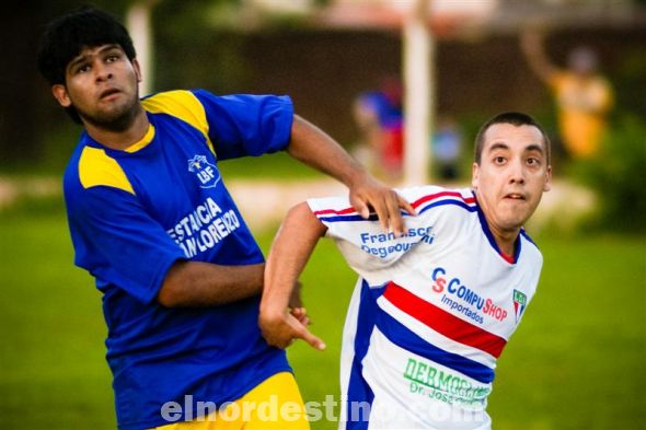 Un particular duelo tuvieron el pedrojuanino Luís Ruíz Díaz y el marcador bellavisteño José Luís Valenzuela. No economizaron empujones y manotazos en una lucha donde el delantero de la tricolor logró prevalecer y generar peligro para el arco de los visitantes. (Foto: Diego Lozano).