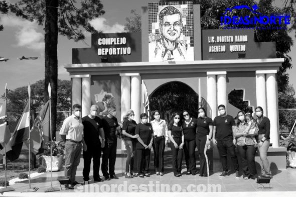En el día de su cumpleaños 56, familiares, autoridades partidarias y compañeros de lucha inauguraron el complejo deportivo “Lic. Roberto Ramón Acevedo Quevedo”, colindante a la estación de servicios Futurista, en uno de los accesos a la ciudad de Pedro Juan Caballero. (Foto: Diego Lozano para Ideas del Norte Consultora Publicitaria).