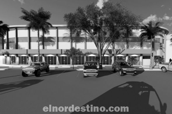 Foto: Aspecto de lo que será el nuevo estadio municipal de Pedro Juan Caballero, ubicado en el mismo local que el actual, enfrente de la histórica y emblemática laguna Punta Porã. (Ilustración: Miguel Andrés Rojas León).