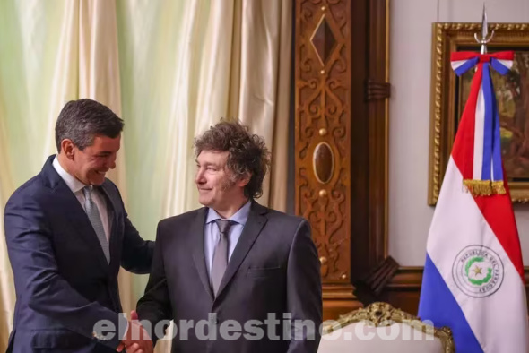 Existe una visión compartida entre los presidentes Santiago Peña y Javier Milei acerca de la integración regional en el ámbito del Mercosur, en ocasión del ejercicio de la presidencia Pro Tempore de Paraguay. (Foto: Presidencia de la República del Paraguay).