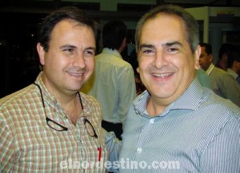 Los empresarios Marco Pappalardo y Felipe Cogorno estuvieron presentes en la inauguración oficial de el nuevo centro de atención de Banco Continental en Pedro Juan Caballero.