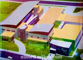 Se presentó una ilustración que muestra el Hospital Regional de Pedro Juan Caballero una vez terminadas las obras. El proyecto consiste en una Remodelación, Ampliación y  Provisión de equipos. (Foto: Semanario Extra).