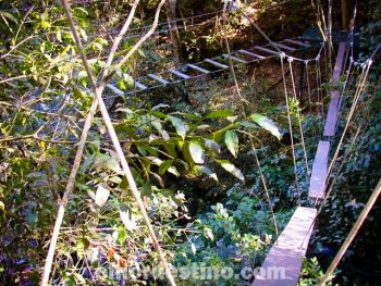 El puente Tabla es un puente con pasamanos a los costados, que tienen suspendidos tablones de 2,5 mts. de largo y 25 cm. de ancho, que conforma un puente de 14 mts. de largo.
