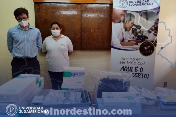 Se realizó la entrega del aporte de contrapartida en el marco del Convenio de Cooperación  Interinstitucional consistió en instrumentales neuroquirúrgicos para la realización de craneotomía, trepanación, coagulación y tunelización al Hospital Regional de Pedro Juan Caballero. (Foto: Facebook de Universidad Sudamericana).