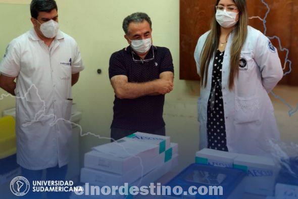 Se realizó la entrega del aporte de contrapartida en el marco del Convenio de Cooperación  Interinstitucional consistió en instrumentales neuroquirúrgicos para la realización de craneotomía, trepanación, coagulación y tunelización al Hospital Regional de Pedro Juan Caballero. (Foto: Facebook de Universidad Sudamericana).