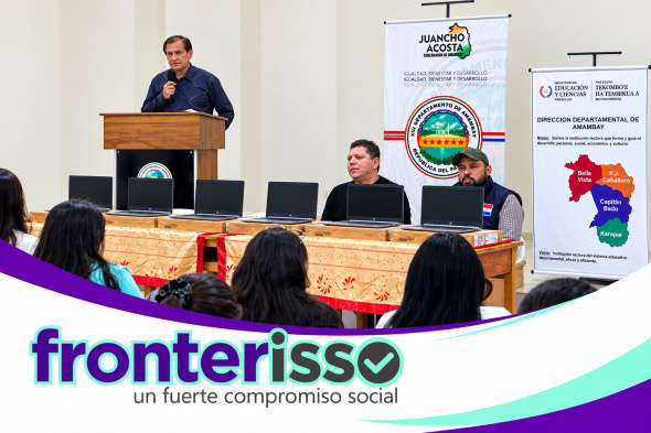 Los equipos fueron distribuidos entre instituciones de los distritos de Pedro Juan Caballero, Bella Vista Norte, Capitán Bado, Cerro Corá, Karapa'í y Zanja Pytã, seleccionadas por el MEC de acuerdo con sus niveles de vulnerabilidad. (Foto: Gobernación de Amambay). 